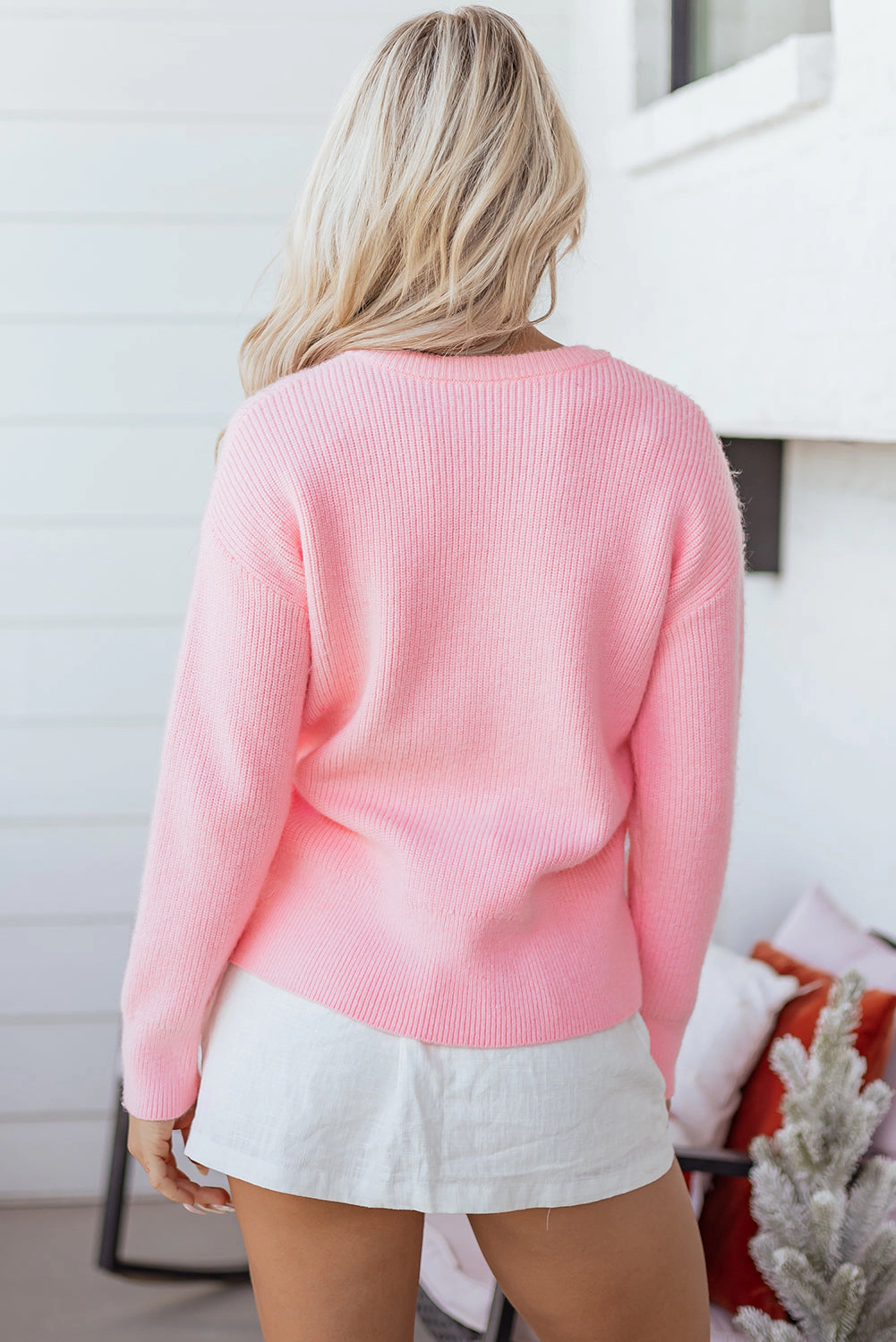 Threaded Pear Women's Ava Cane Puffy Knit Sweater