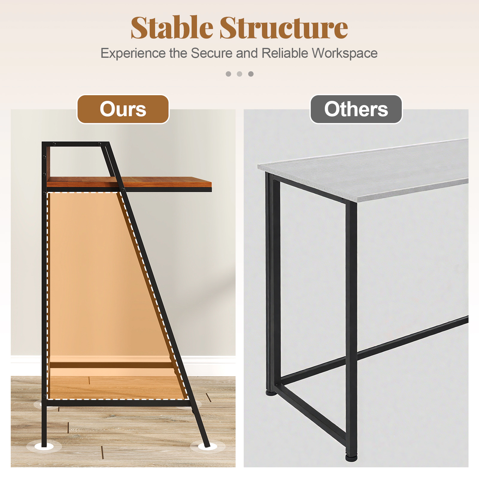 SUGIFT 31 in Computer Desk 2-Tier Study Table with Monitor Stand and Iron Frame