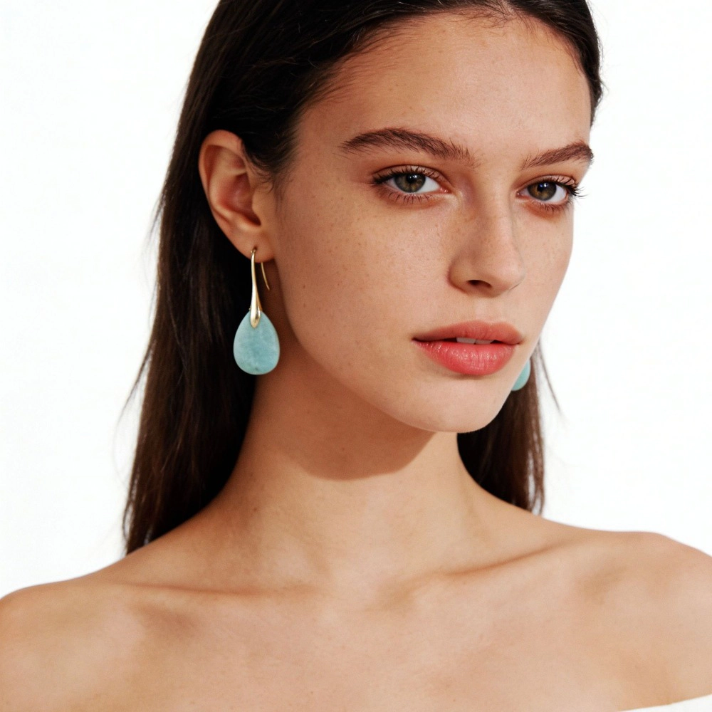 Premium Charms Womens Teardrop Natural Stone Dangle Earrings