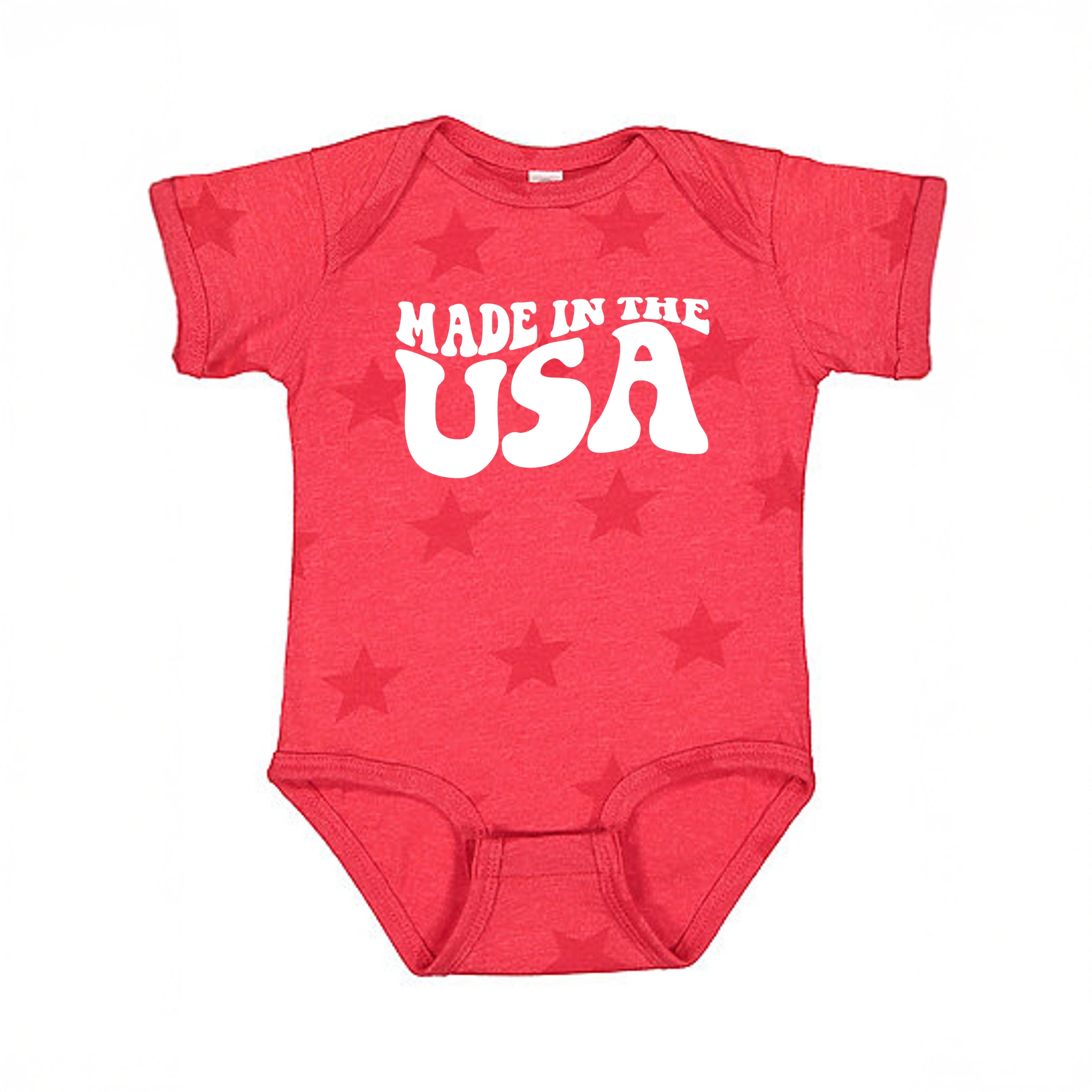 The Juniper Shop - Made USA Wavy Baby Short Sleeve Star Bodysuit
