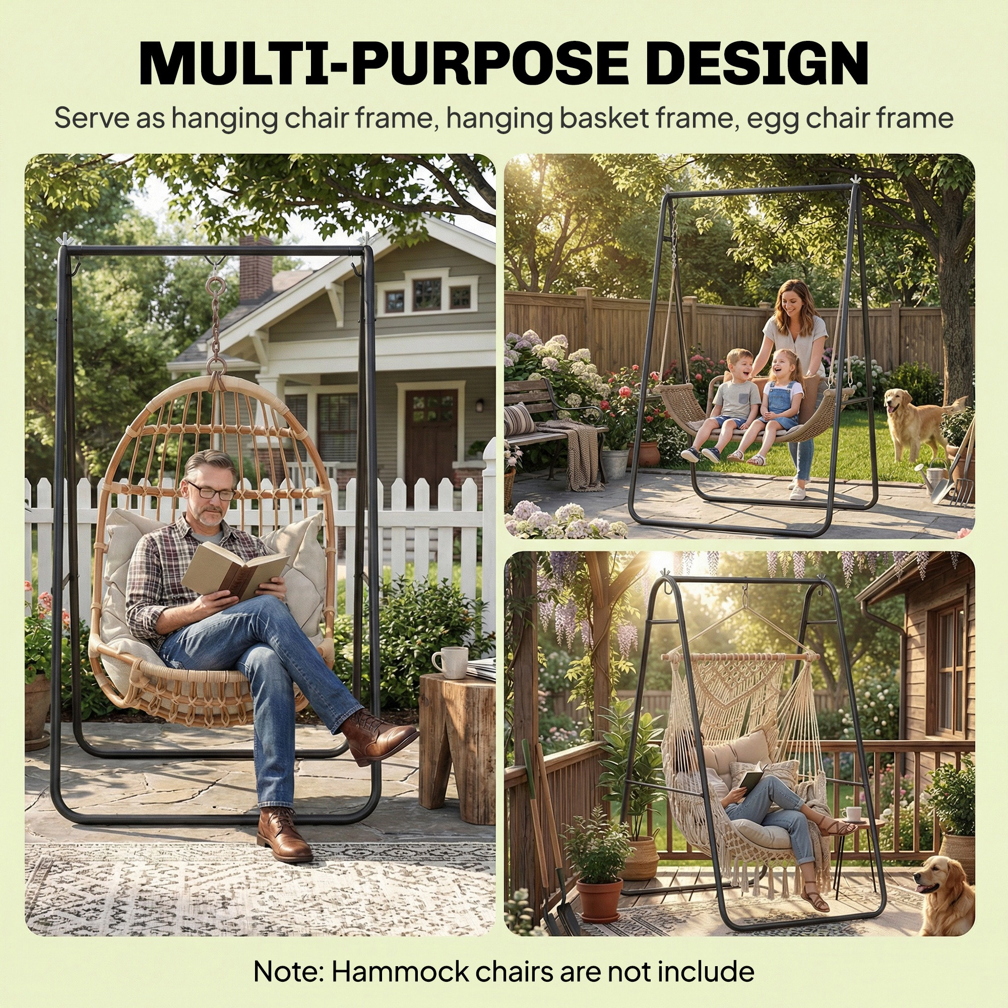 HONGGE Hammock Chair Stand Only Heavy Duty Solid Steel A-Frame for Hanging Hammock, Egg Chair, Max Load 330 LBS