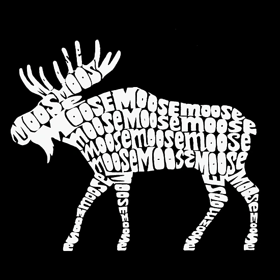 LA Pop Art Womens Word Art V-Neck T-Shirt - Moose