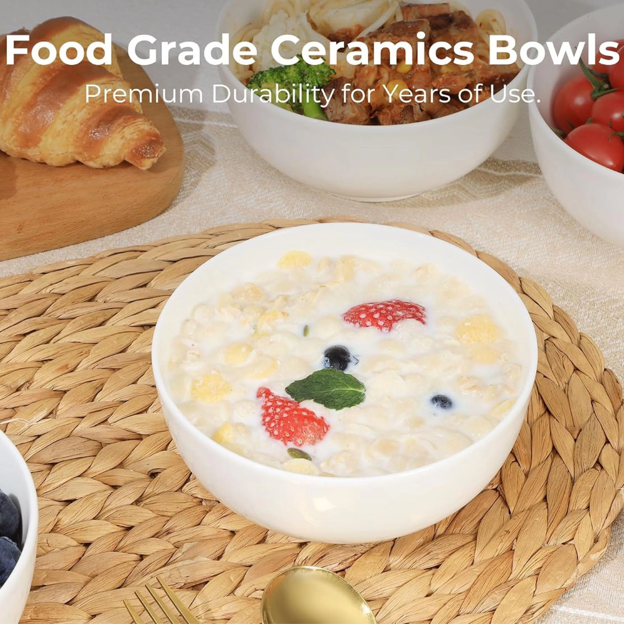 Stock Preferred Ceramic Cereal and Soup Bowl for Ramen Salad Rice Snacks 24 oz