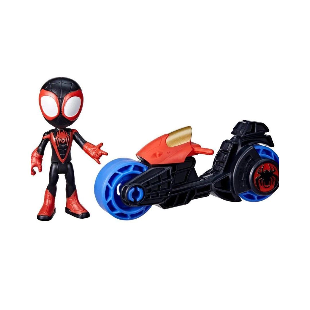 Marvel Spidey and His Amazing Friends Miles Morales 4-Inch Action Figure and Toy Motorcycle
