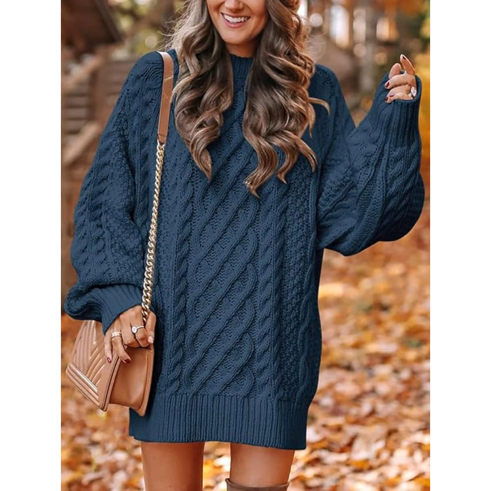 Urban Retreat Womens Cable Knit Chunky Long Sweater Dress
