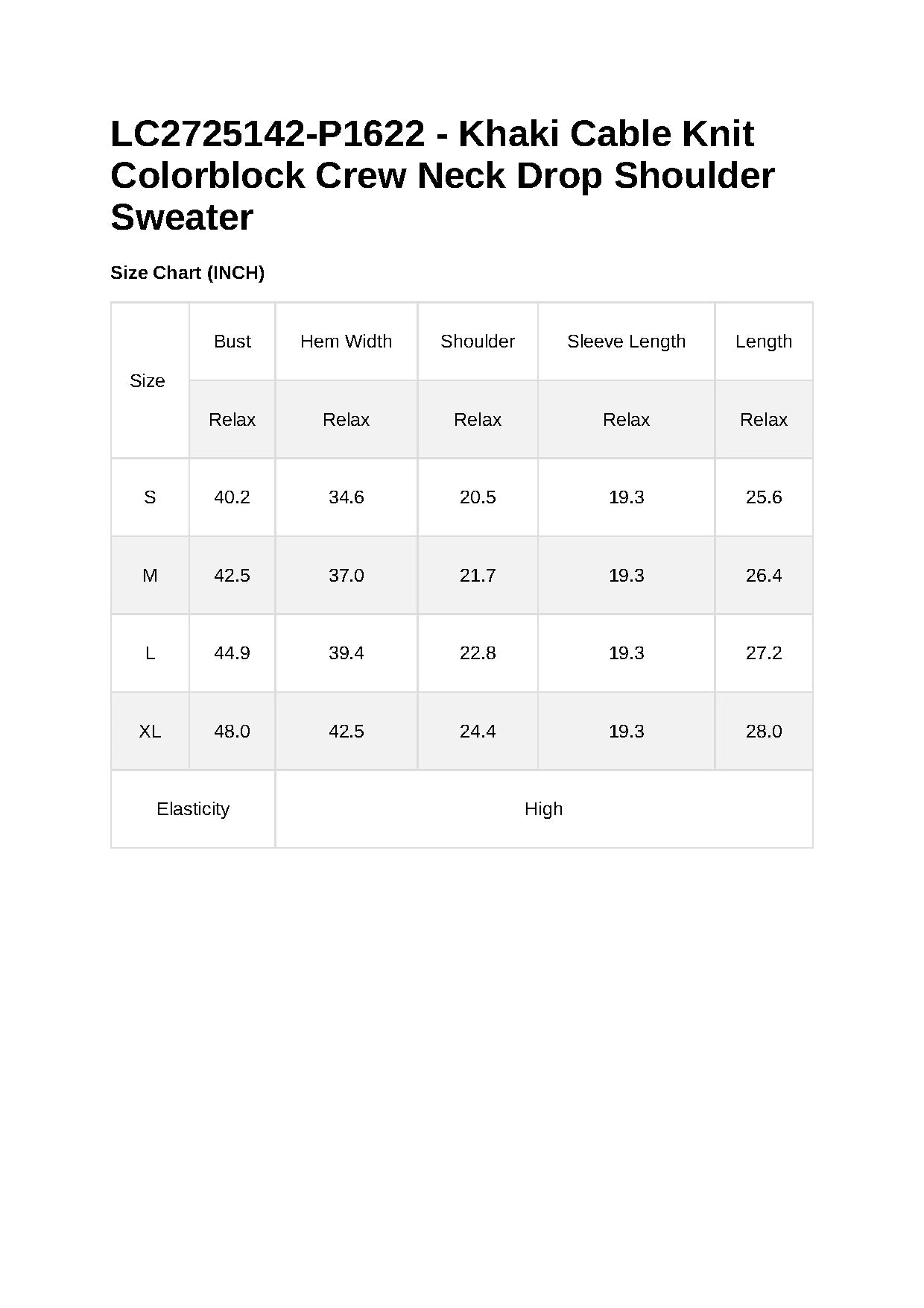Sol Living Womens Cable Knit Colorblock Crew Neck Drop Shoulder Sweater
