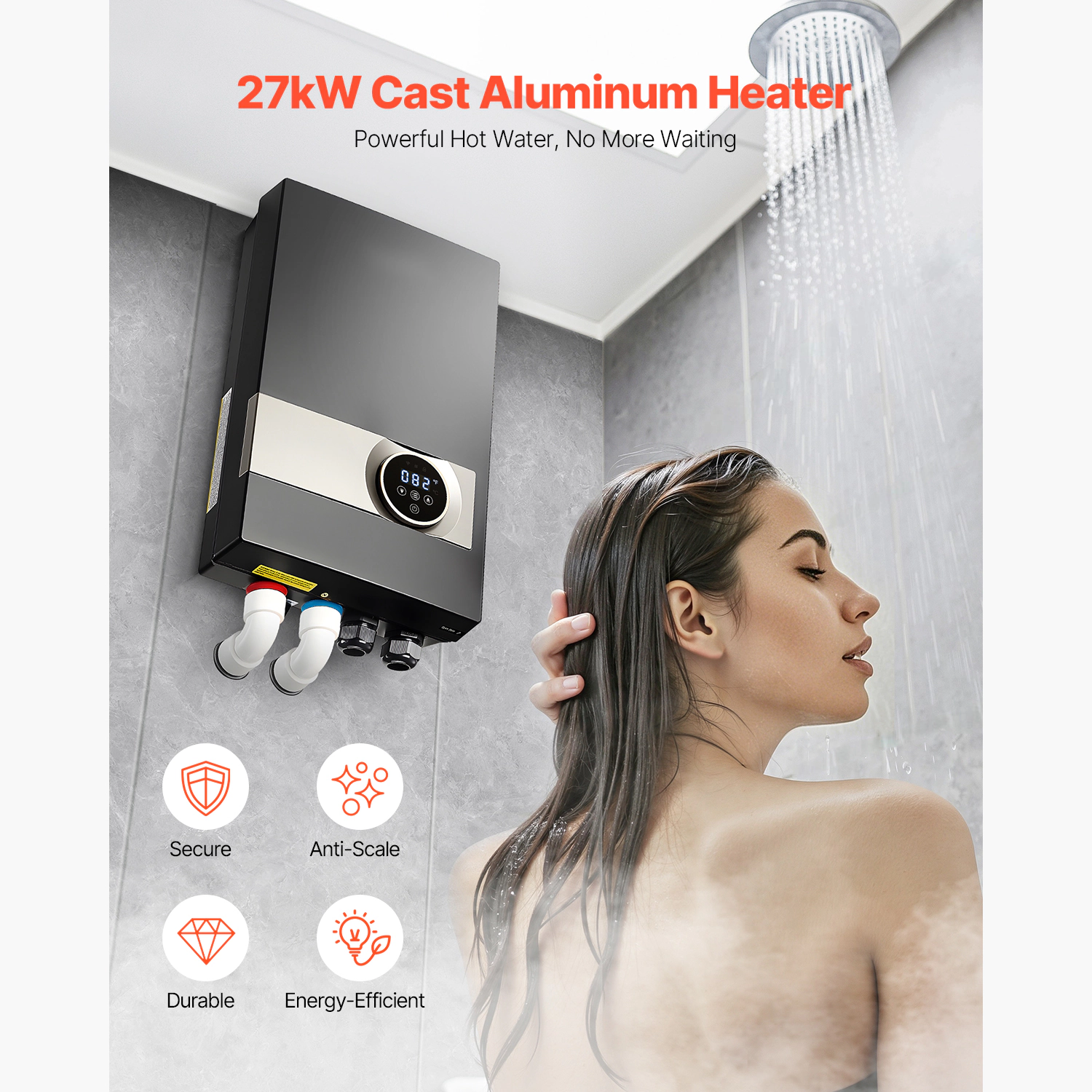 HONGGE Tankless Electric Water Heater Instant Hot Under Sink On Demand for Bathroom Kitchen Office with