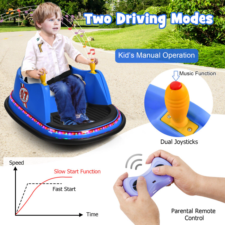 Hivvago 12V Electric Kids Ride On Bumper Car with Flashing Lights for Toddlers