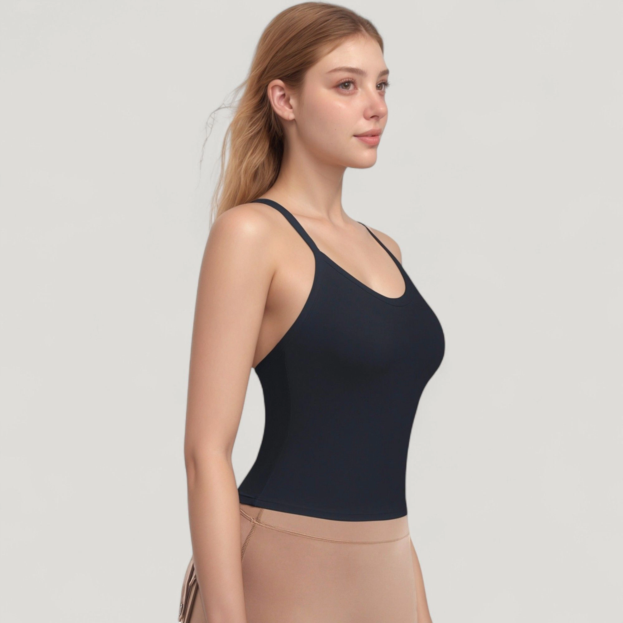 Anna-Kaci Women's Strappy Crisscross Back Athletic Tank Top with Built-In Shelf Bra
