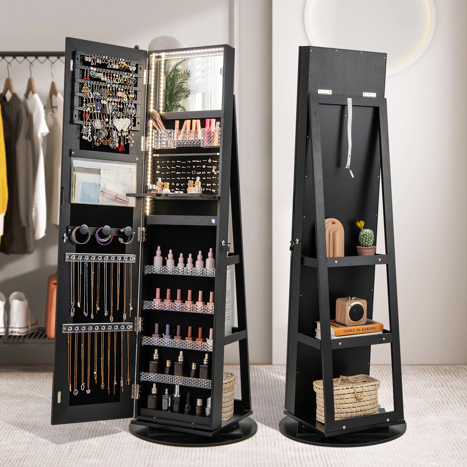 Hivvago Standing Jewelry Cabinet with Adjustable LED Lights