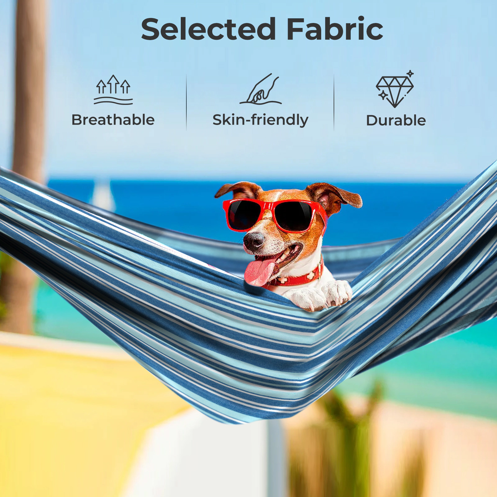 SUGIFT Blue 2-Person Hammock with 115-Inch Portable Metal Stand