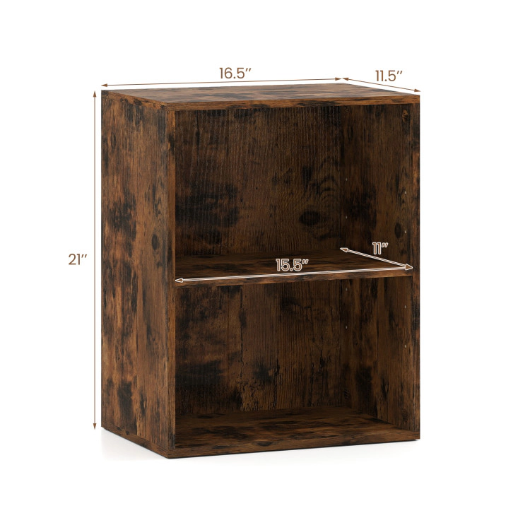 Hivvago 2 Cube Bookcase Set of Floor Standing Open Shelf Units with 5 Adjustable Positions