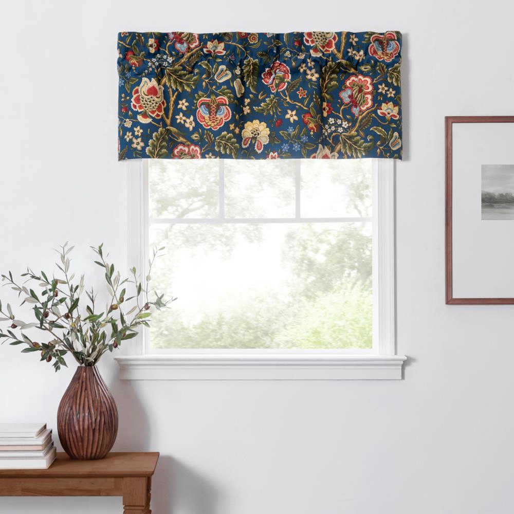 Ellis Curtain Regency Straight 3" Rod Pocket Valances for Windows 50" x 15" Navy