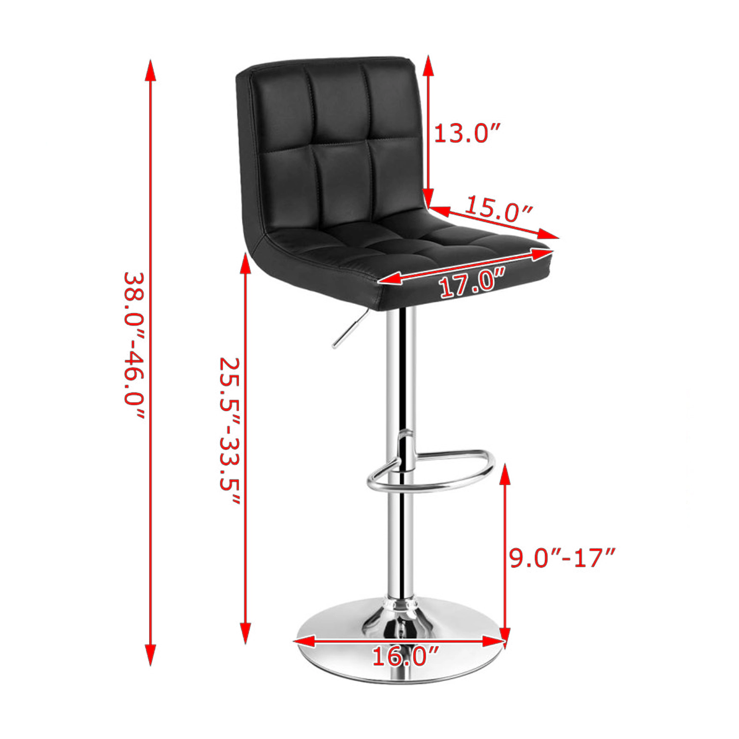 Hivvago Adjustable Swivel Bar Stools with Square Seats Backrests and Footrests - Set of 2