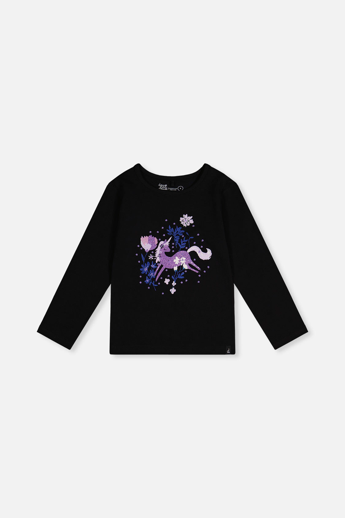Deux par Girls Glitter Unicorn & Stars Organic Cotton Jersey T-Shirt