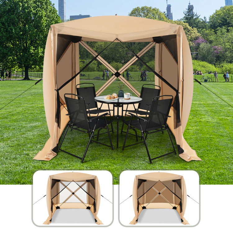 Hivvago 6.7 x 6.7 Feet Pop Up Gazebo with Netting and Carry Bag