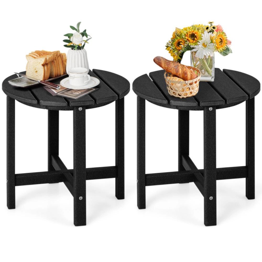 Hivvago Set Of 2 18 Inch Round Weather-Resistant Adirondack Side Tables