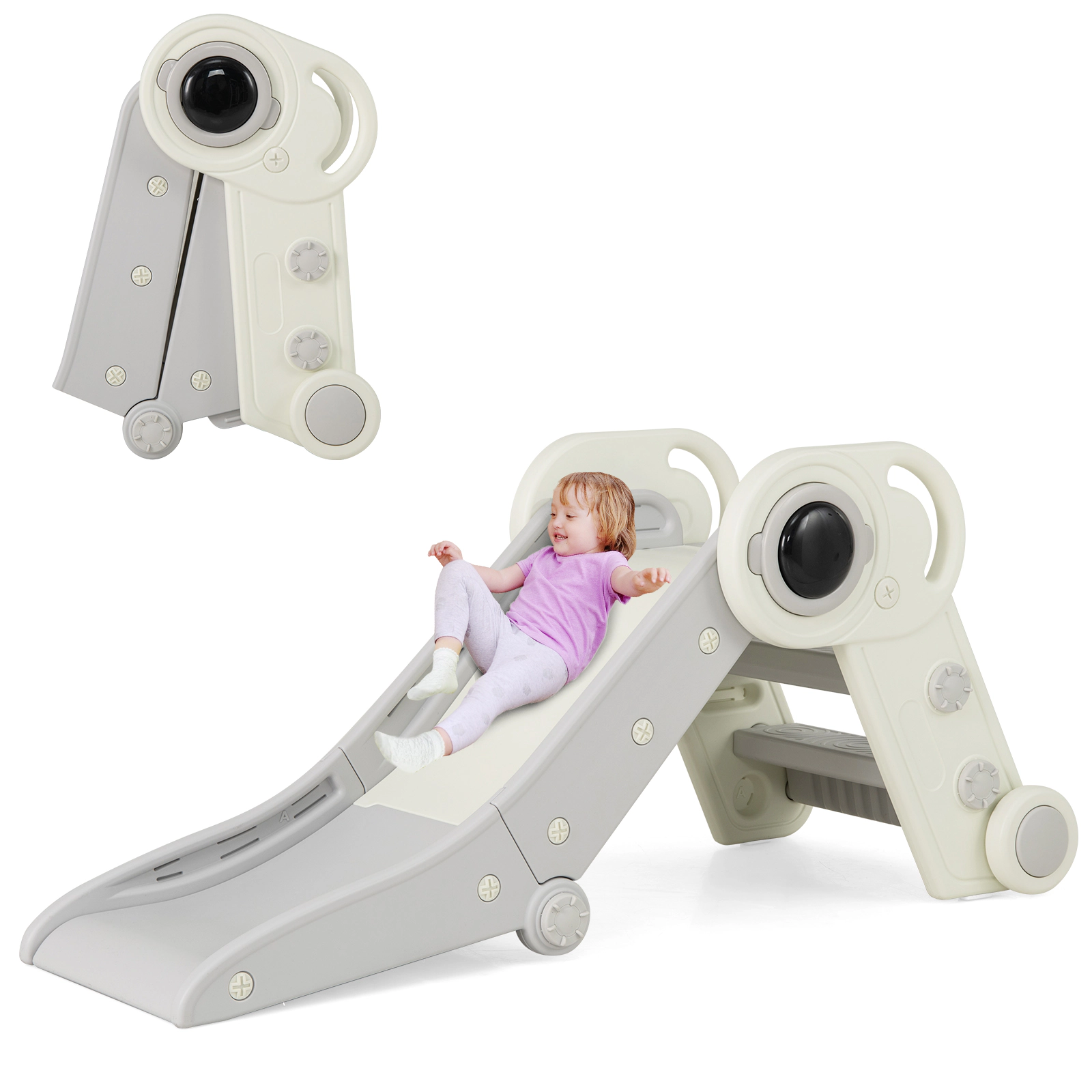 SUGIFT Gray 18 Months and Up 2 in 1 Baby Slide and Climber
