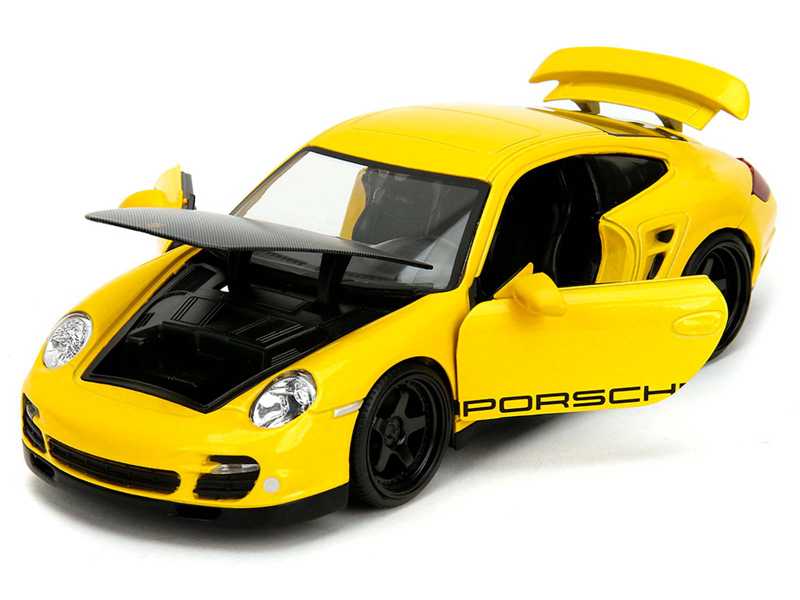 Jada Porsche 911 Turbo (997) Yellow with Carbon Hood "Hyper-Spec" Series 1/24 Diecast Model Car by Jada