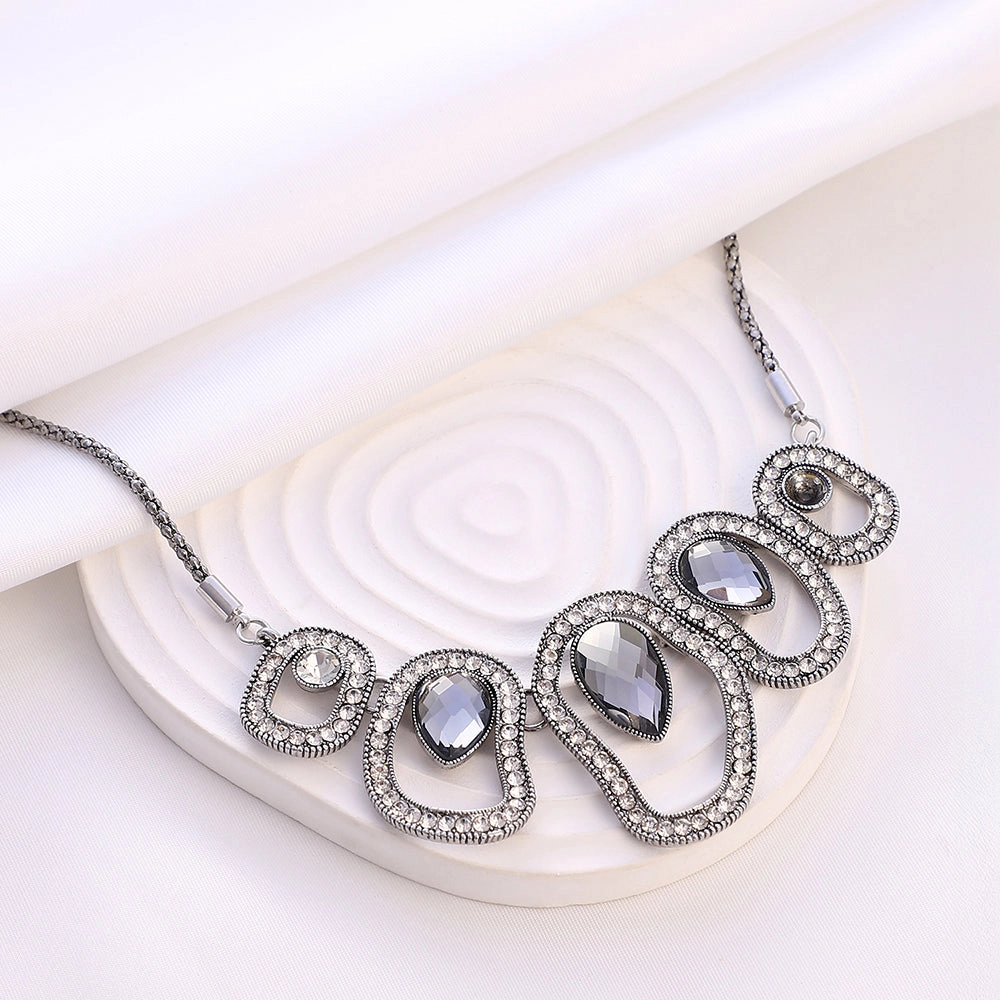 SOHI Women's The Teardrop-Halo Collar Necklace - Space Grey