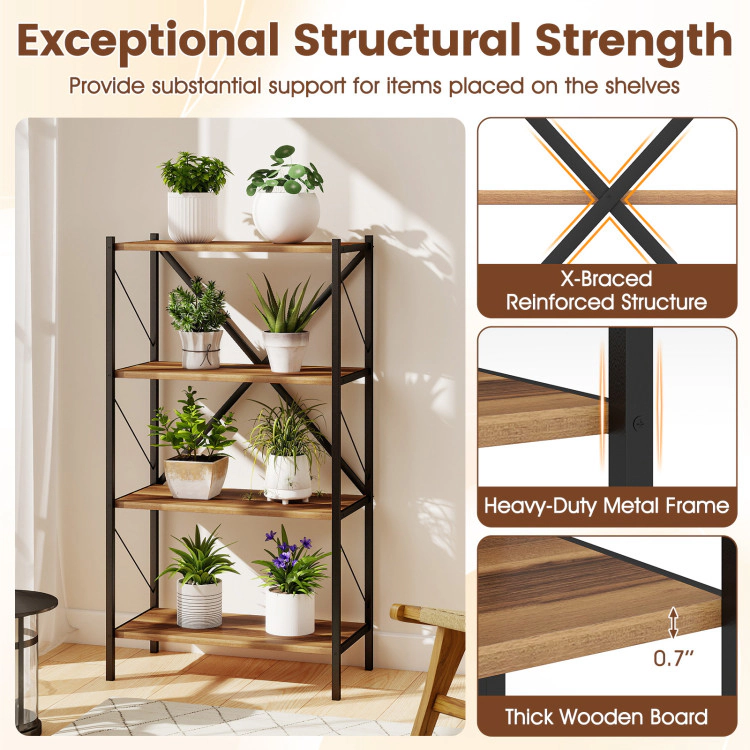 Hivvago 4-Tier Bookshelf with Heavy-Duty Metal Frame
