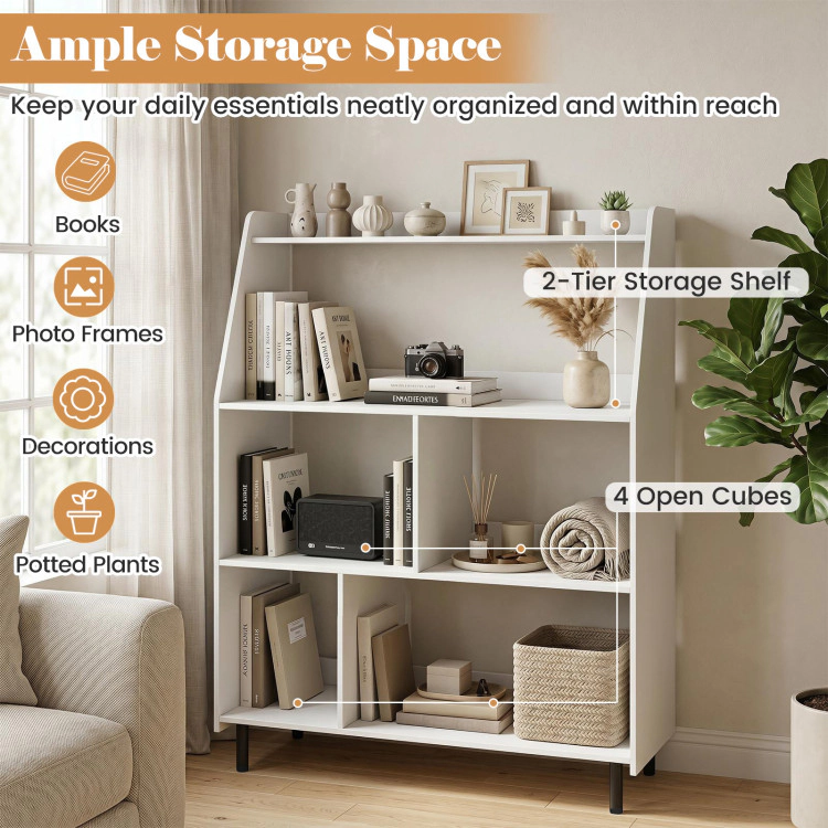 Hivvago 4-Tier Open Modern Bookcase with 2 Anti-Tipping Kits