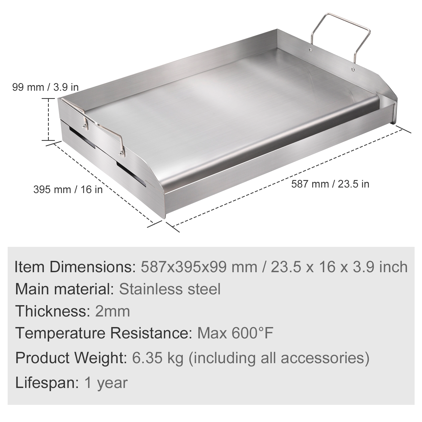 HONGGE 23.5 x 16 Inch Double Burner Stove Top Griddle, Non-Stick Stainless Steel Grill Pan with Oil Groove & Handle