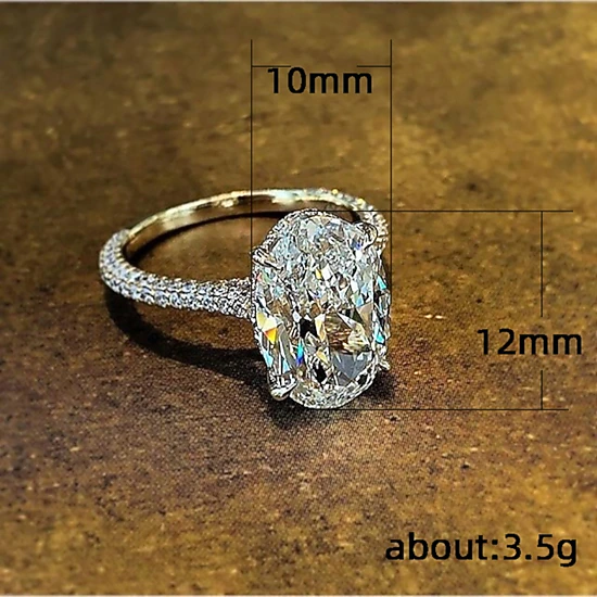 Oval Cut Cubic Zirconia Halo Engagement Ring Pave Shank Two‑Tone Wedding Ring for Women