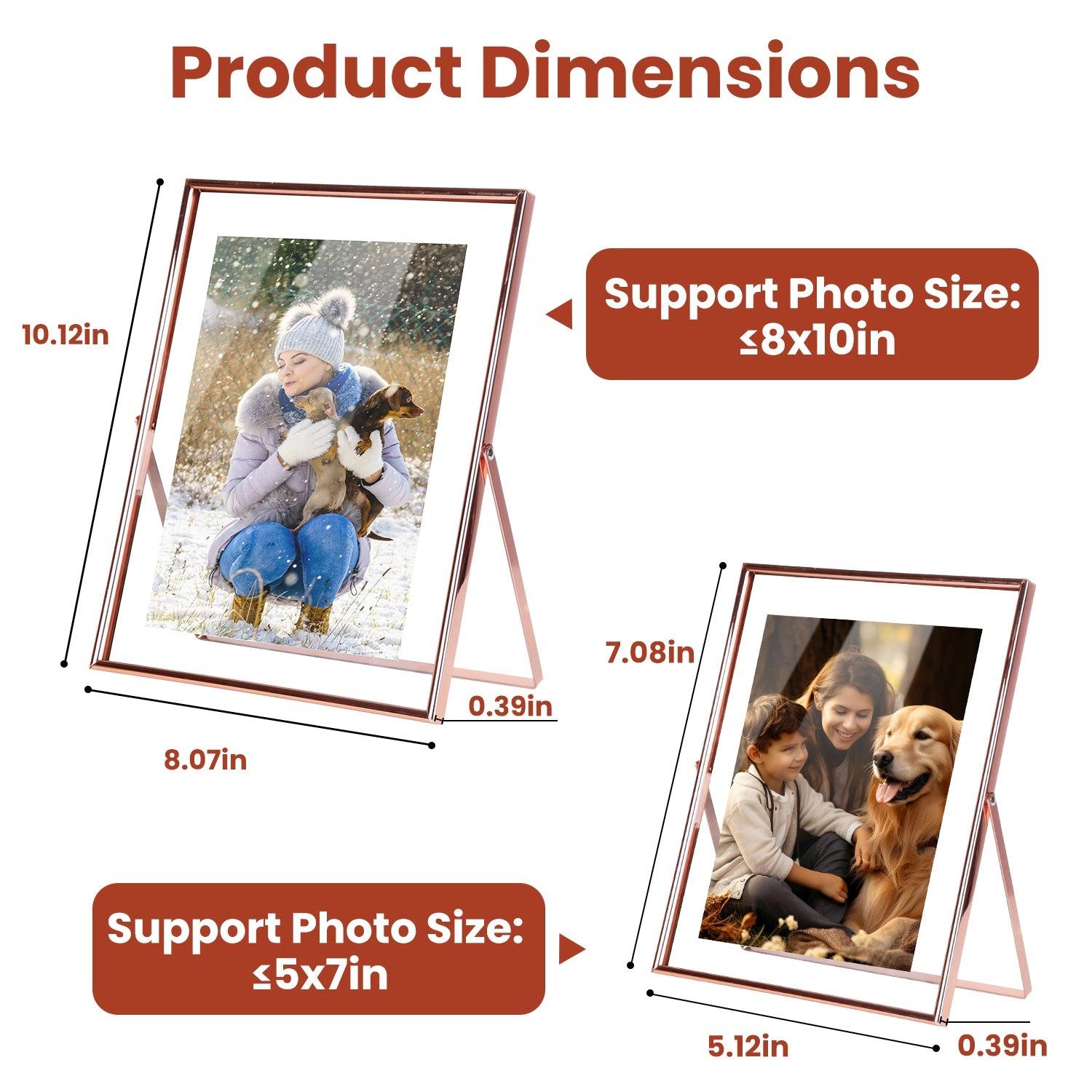 GBruno 2-Piece Rose Gold Metal Picture Frames Set