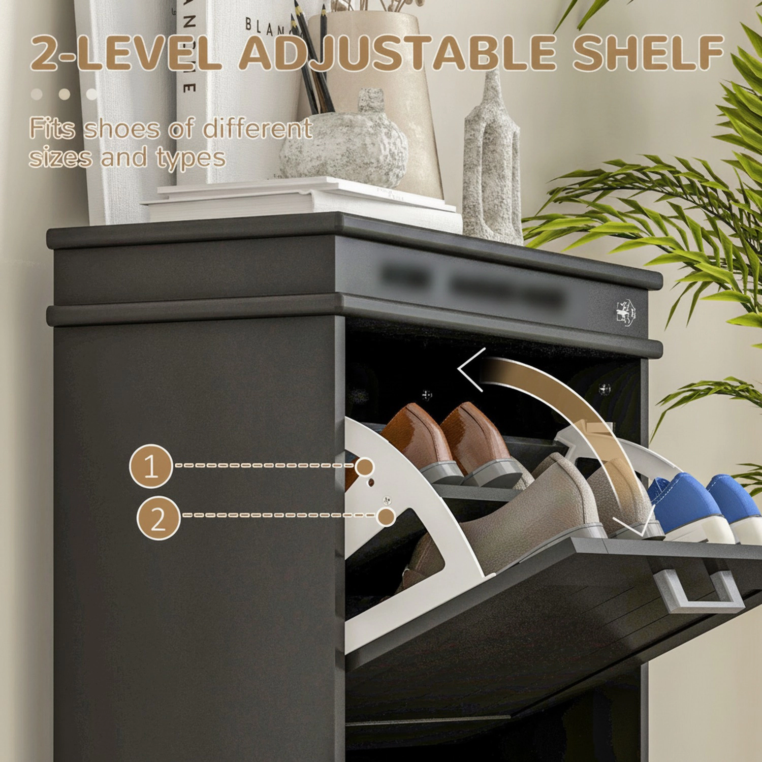 HONGGE Modern Shoe Storage Cabinet with Flip Drawers for Pairs Narrow Organizer Entryway Hallway