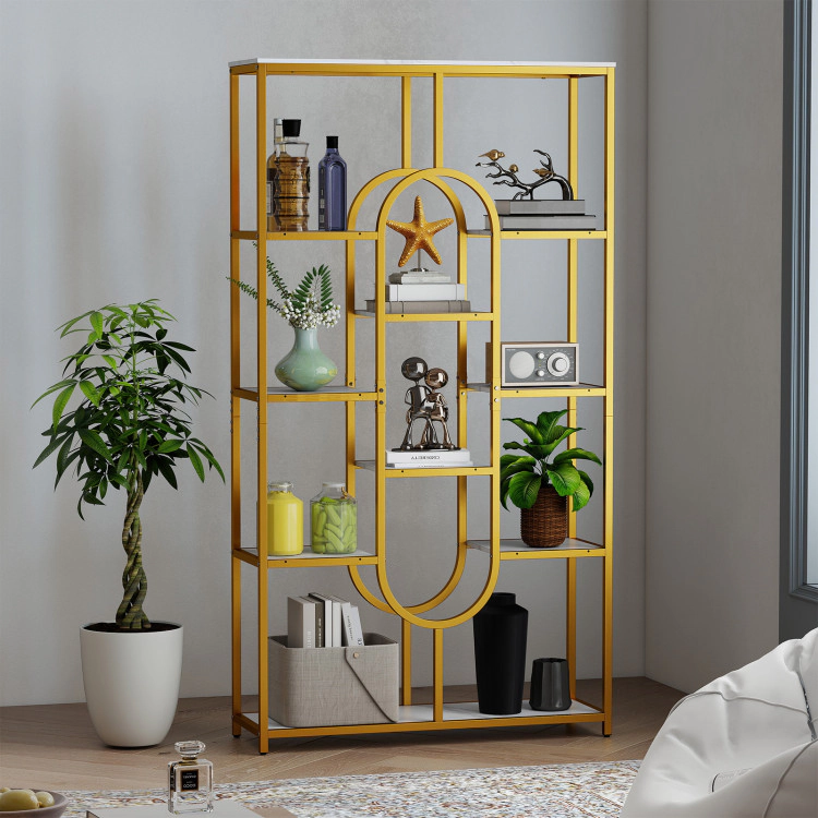 Hivvago Tall Open-Back Bookshelf with Five Spacious Shelves