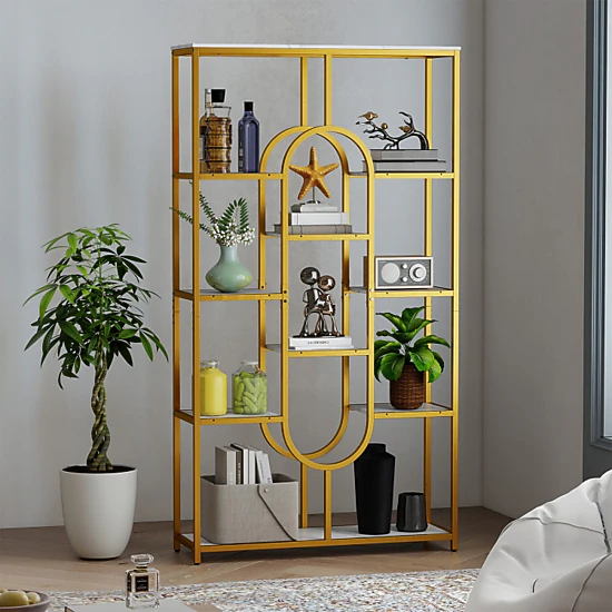 Hivvago Tall Open-Back Bookshelf with Five Spacious Shelves
