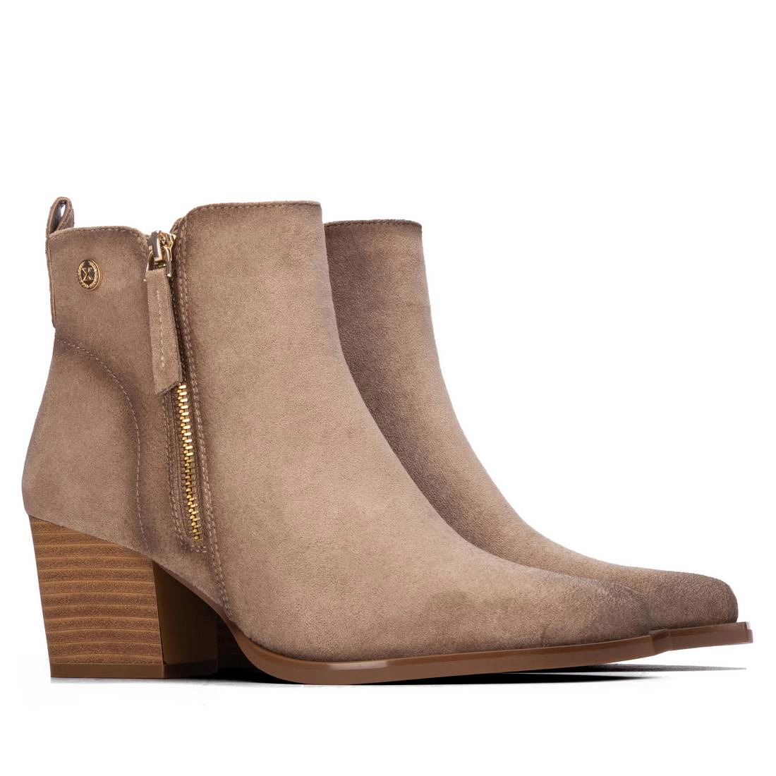 XTI Women's Block Heel Suede Ankle Booties