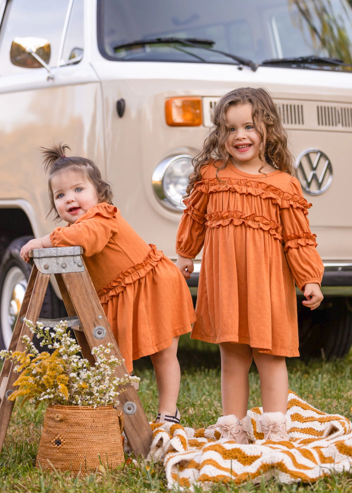 Mabel and Honey Tangerine Textured Knit Dress