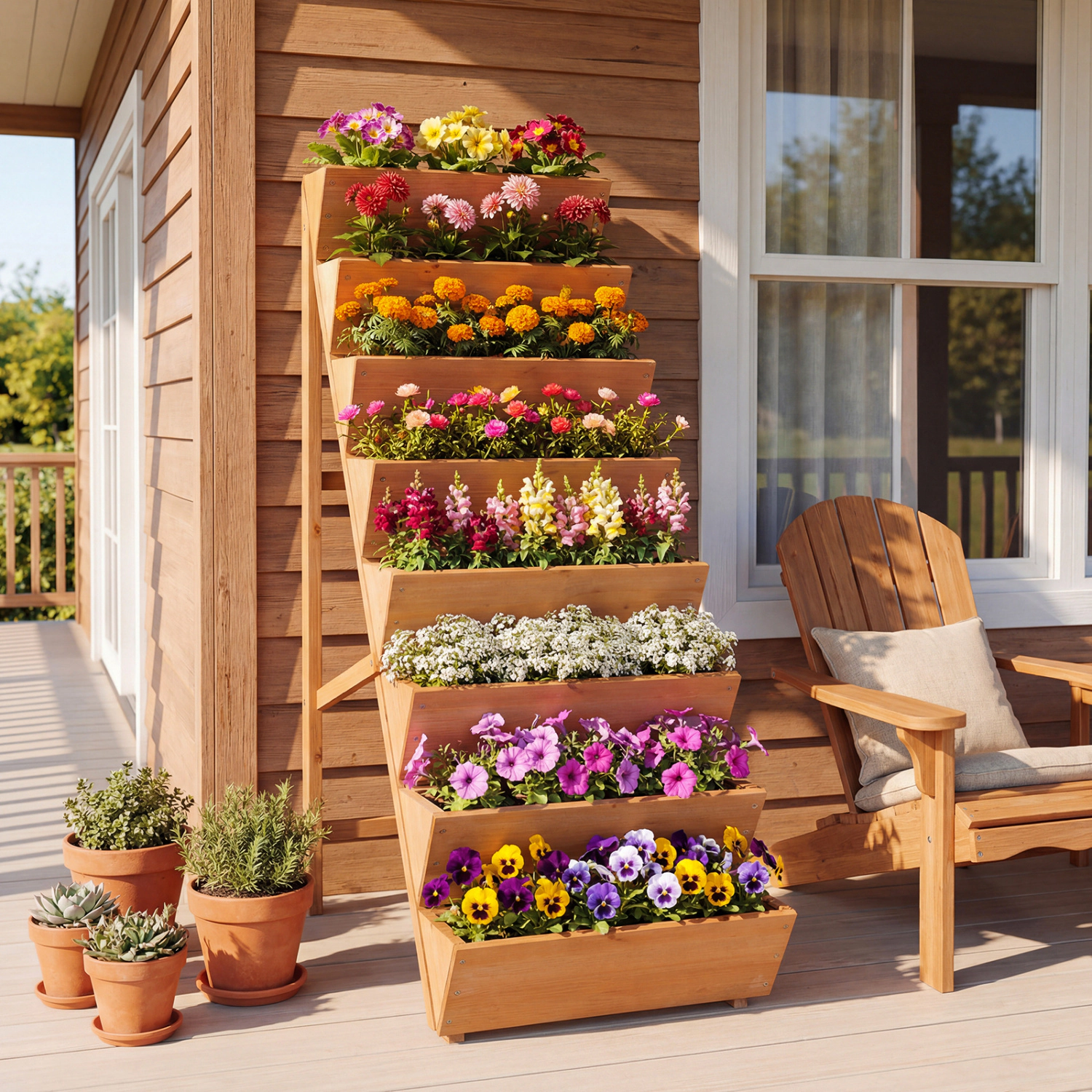 LJG 8-tier Vertical Raised Garden Bed Wood Elevated Planter Box with Legs