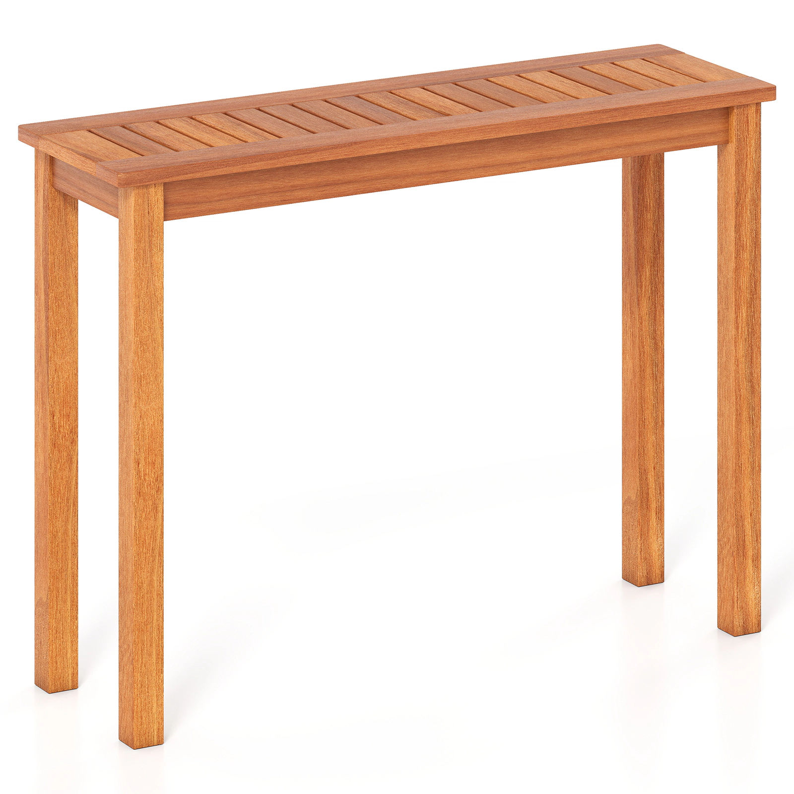 SUGIFT Slatted Top Wooden Plant Stand Bench 330-lb Capacity Brown Indoor Outdoor Flower Pot Holder Display Shelf