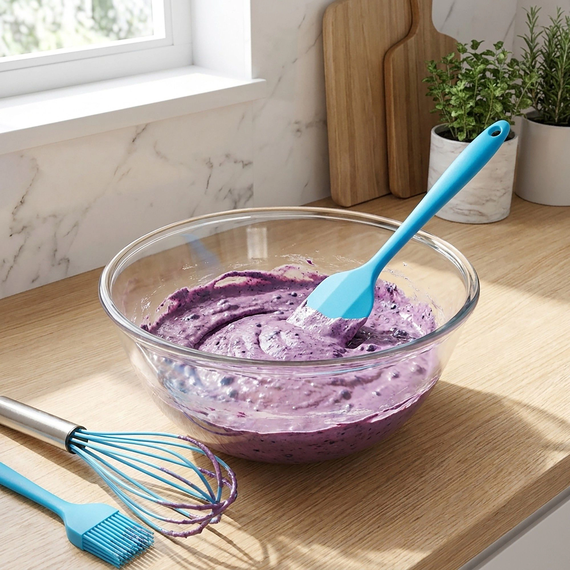 Alilang Women 5-Piece Silicone Kitchen Utensil Set with Spatulas, Whisk and Pastry Brush