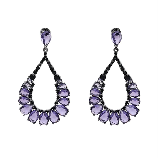 AGP PARIS Womens Dark Purple Teardrop Drop Earrings
