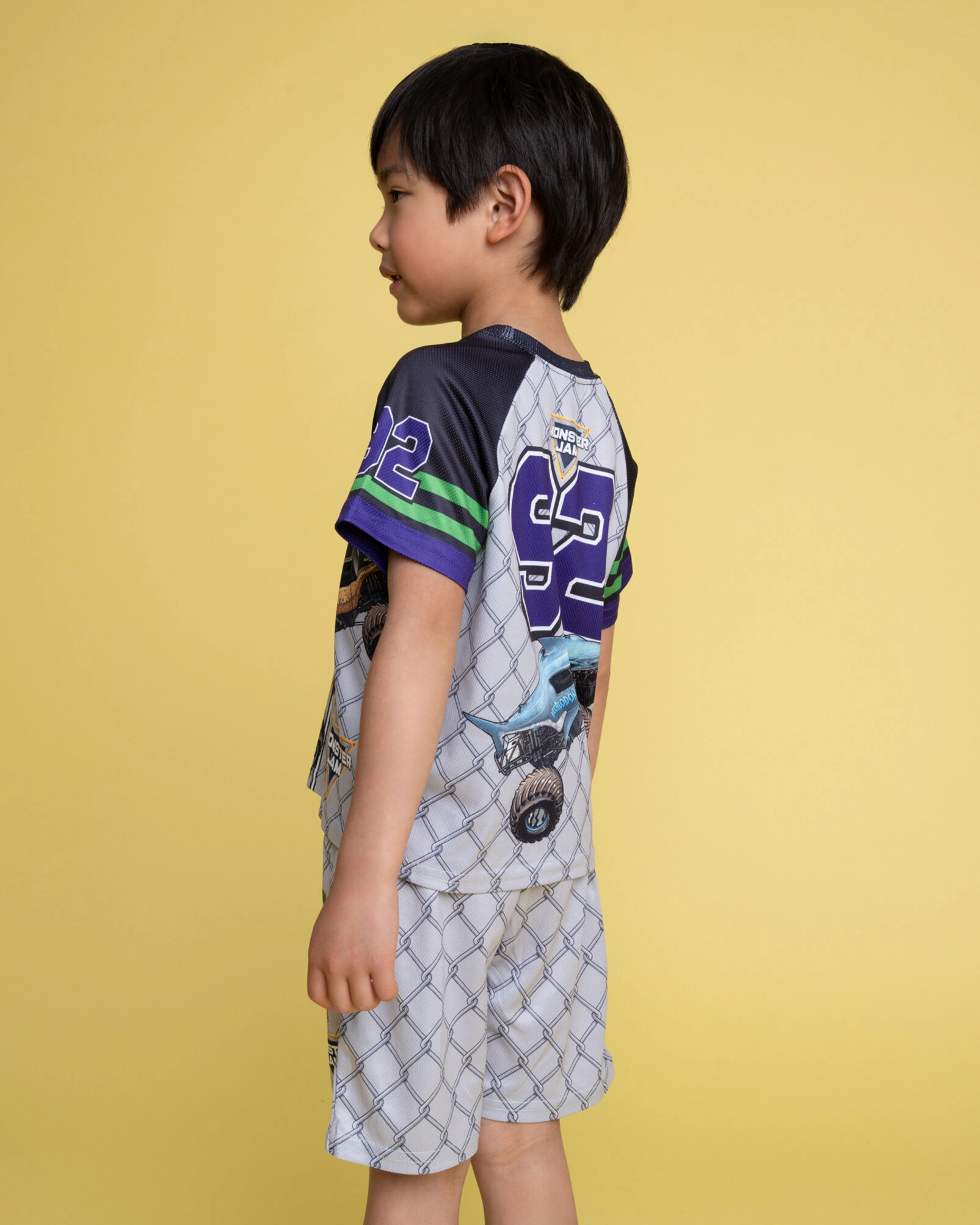 Monster Jam Boys' Athletic 2-Piece Baseball Jersey and Shorts Set