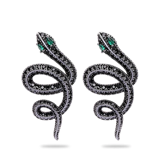 AGP PARIS Womens Black Serpent Stud Earrings