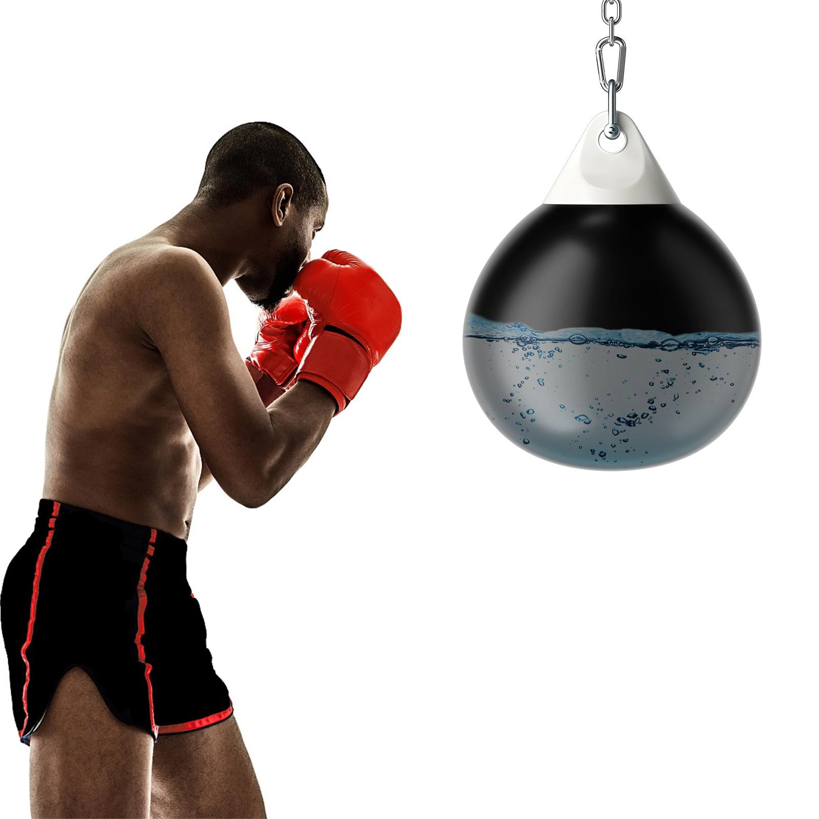 SUGIFT Black Adult Water Punching Bag with Adjustable Metal Chain and 39-in Filling Hose 21-in Dia 28-in H