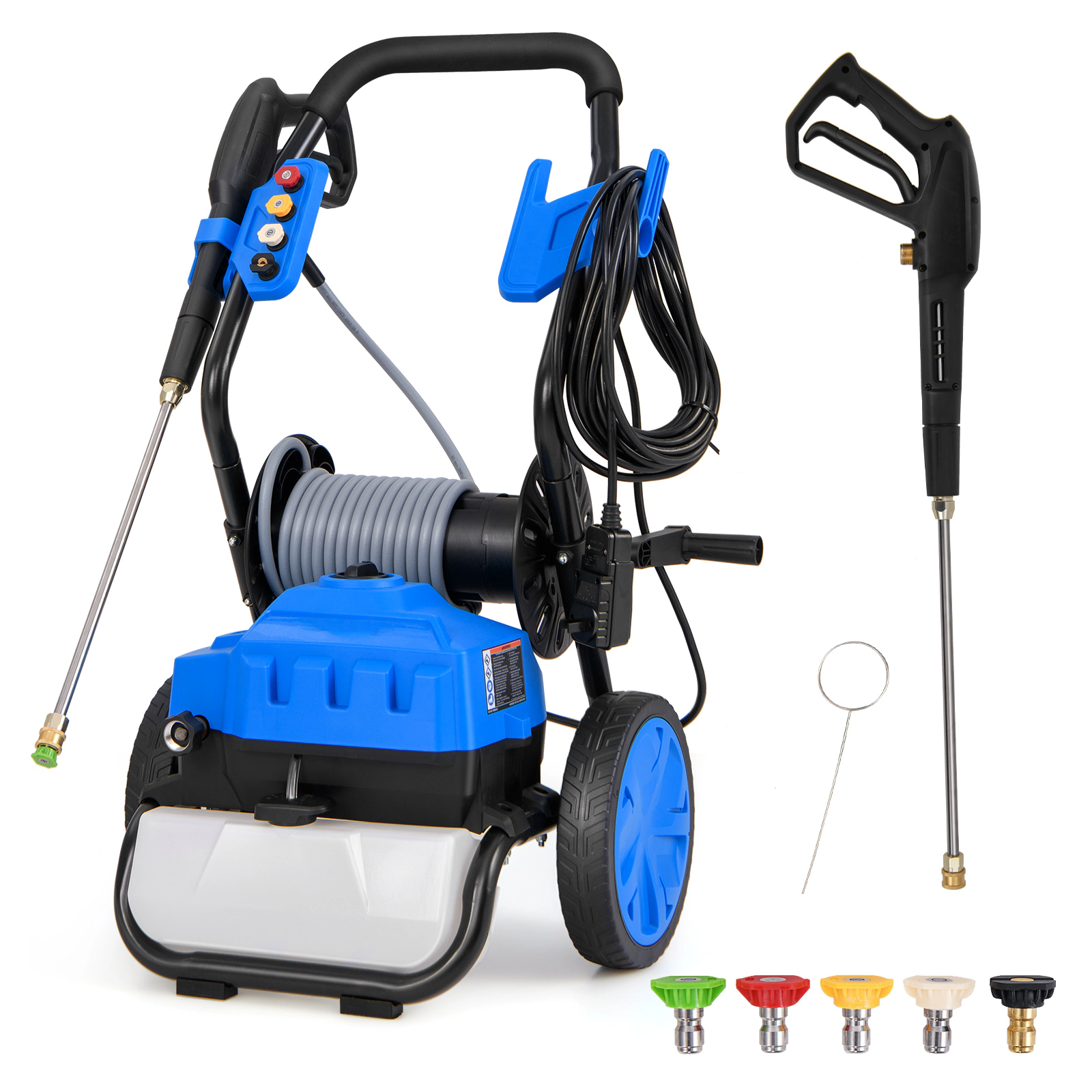 LJG 2300 PSI 1.8 GPM Electric Pressure Washer with Wheels and 5 Quick Connect Nozzles