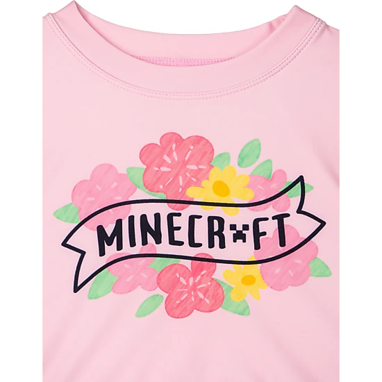 Minecraft Girls' Cropped 2-Piece Rash Guard and Bikini Set