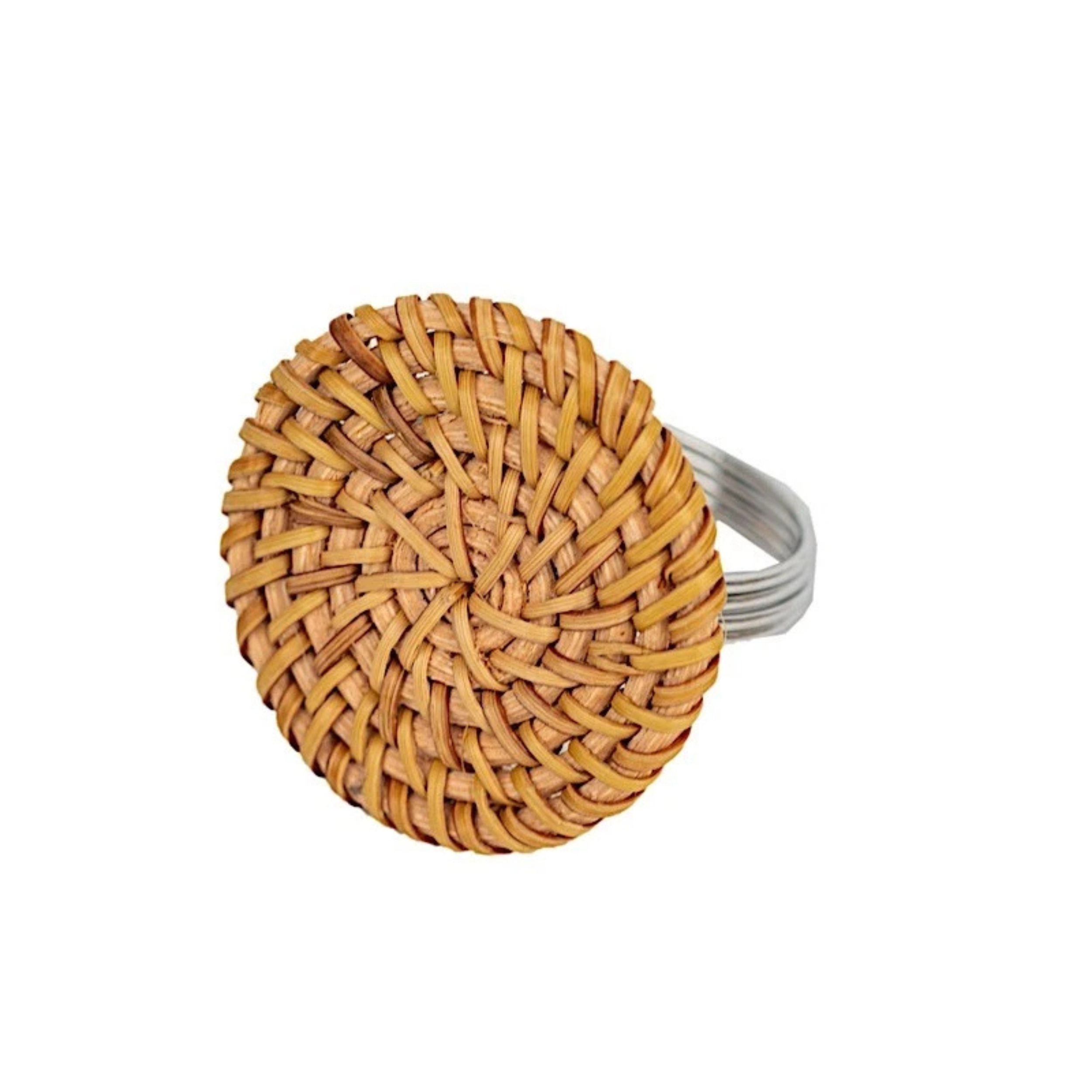Home Collection Set of 4 Woven Jute Metal Napkin Rings