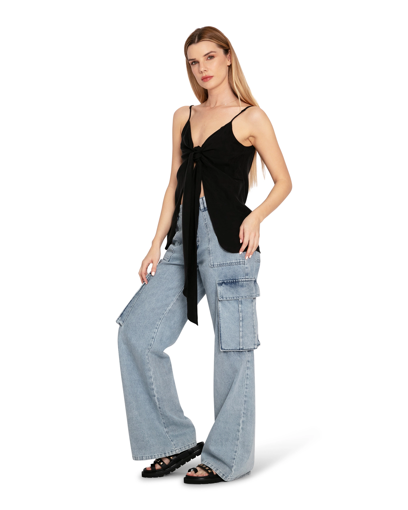 Belle & Bloom Womens First Class Reversible Tie Top