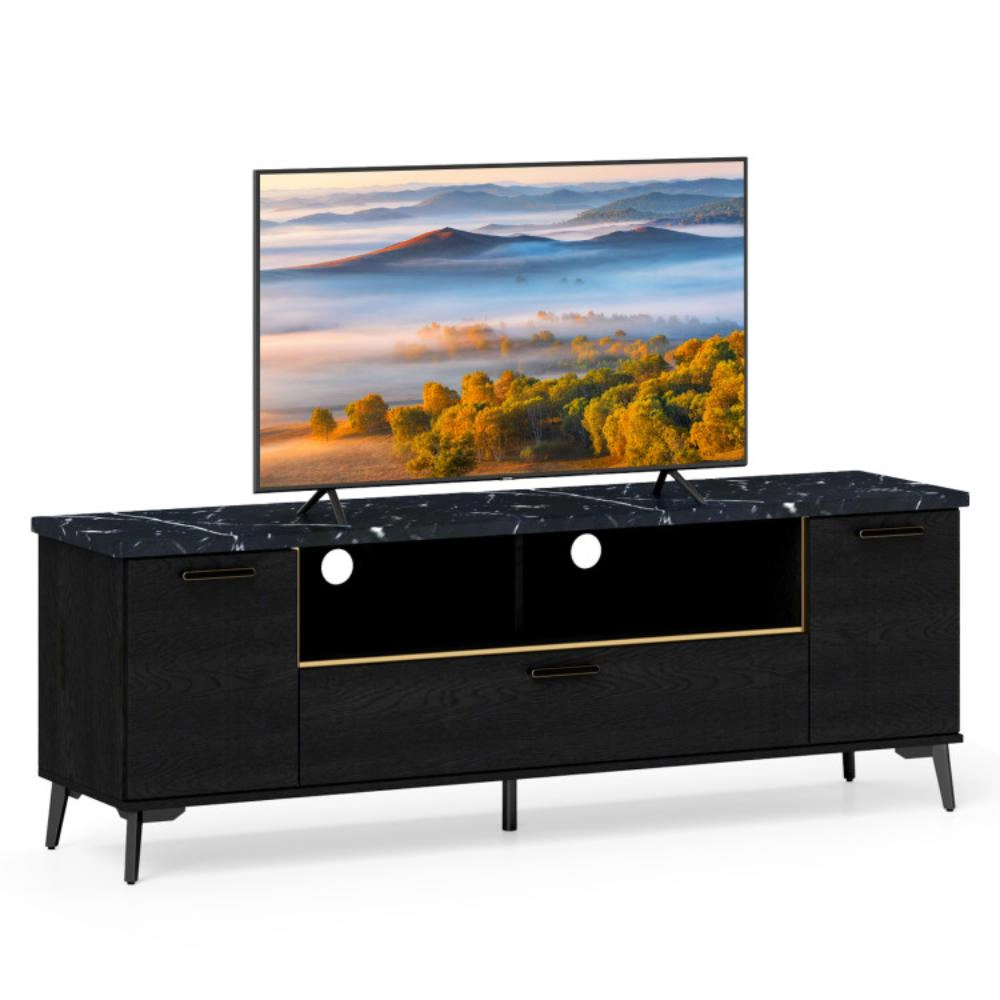 Hivvago 63 Inch Tv Stand With Flip Door Cabinet For Tvs Up To 75 Inch-Black