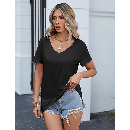 Zeagoo Women's 3-Pack Short Sleeve V-Neck Basic T-Shirts