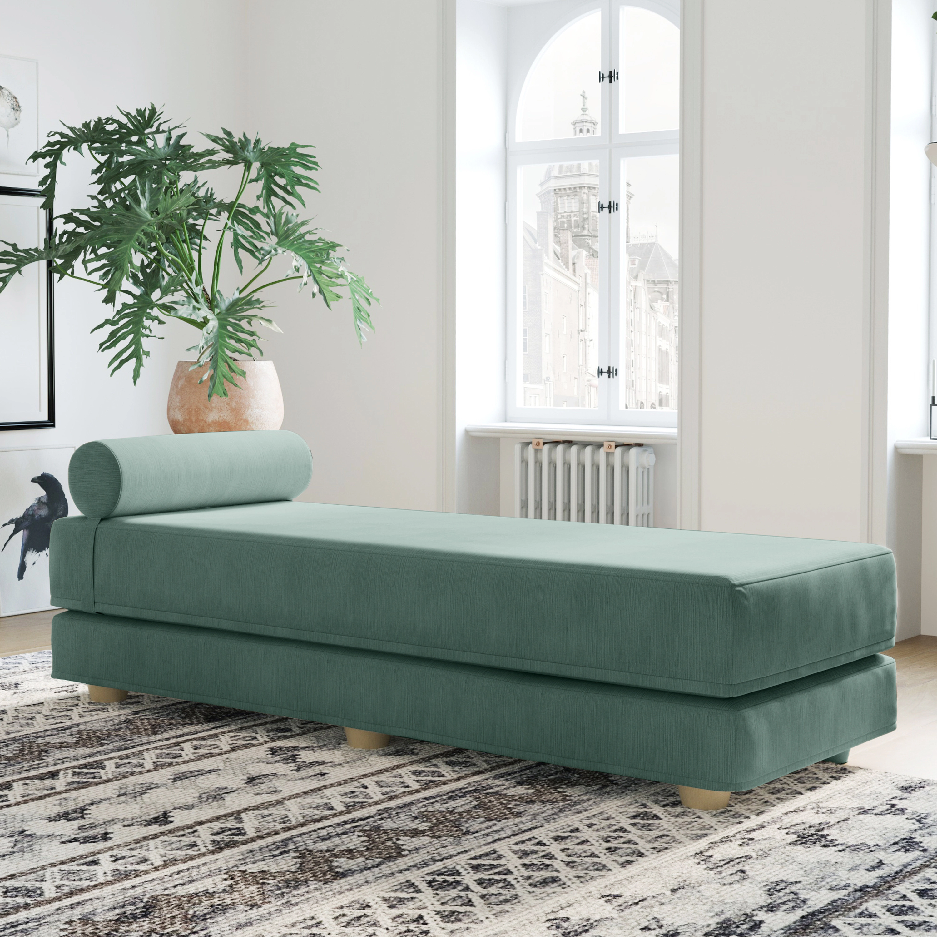 Alon Daybed - Fold-Out Sleeper Chaise with Premium Memory Foam Queen-Size Mattress