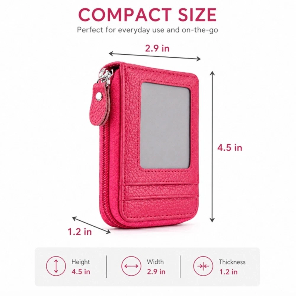 Home Collection Genuine Leather RFID Wallet Slim Zipper Card Holder