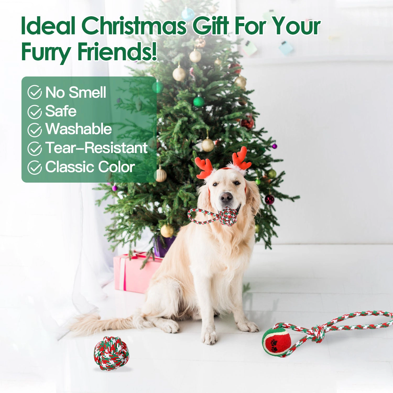 GBruno 5-Piece Christmas Dog Rope Chew Toy Set